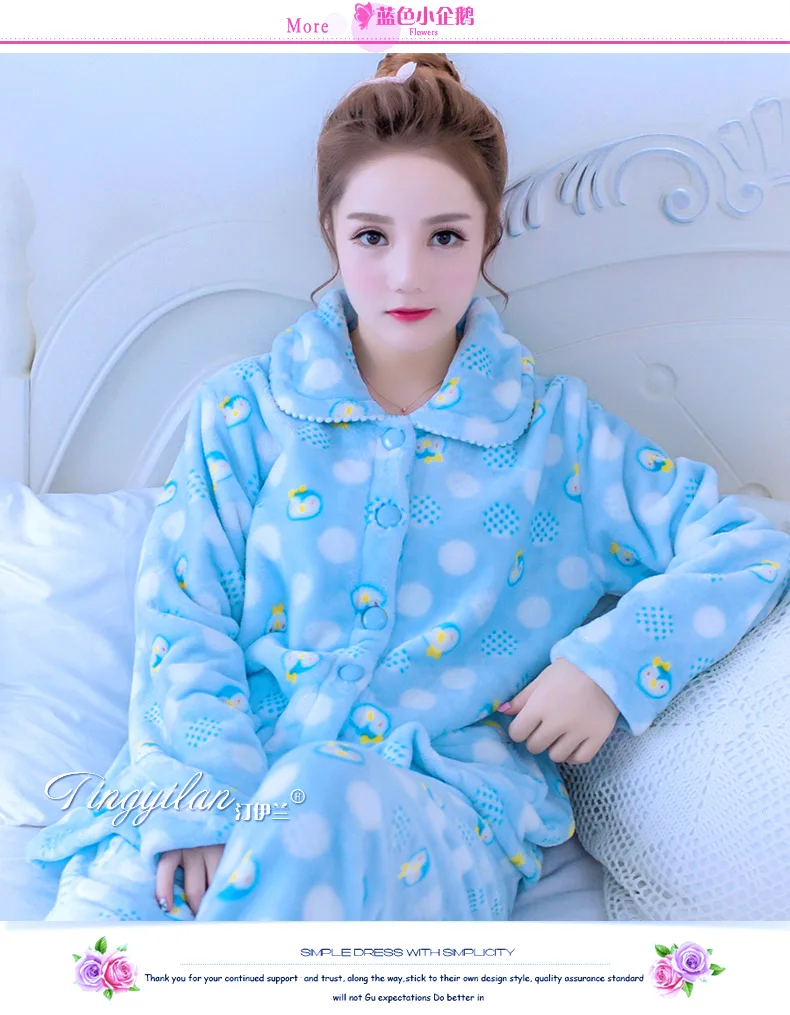 Для женщин пижамы костюм толстые теплые милые Sleepingwear для девочек пижама из кораллового флиса для Для женщин фланель Домашняя одежда D-2100