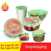 6 шт силиконовых чехлов, растягивающаяся крышка, пробка для разлива, универсальная всасывающая крышка-Крышка для кастрюли, крышка для кухонной сковороды, инструменты для приготовления пищи