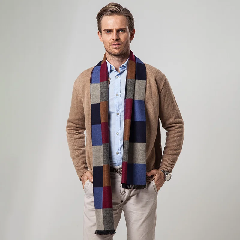 YOUHAN модные европейские шарфы мужские новые зимние теплый кашемировый шарф мужские деловые шарфы в клетку - Цвет: color4