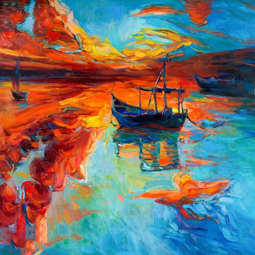 Cross Stitch Diamond Painting Oil Ship DIY Kit Embroidery Pattern Full Drill Mosaic Home Decoration | Дом и сад