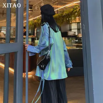 

XITAO Drawstring Split Blouse Women Korea Fashion New Turn Down Collar Singe Breasted Wild Joker 2019 Autumn Shirt WLD2269