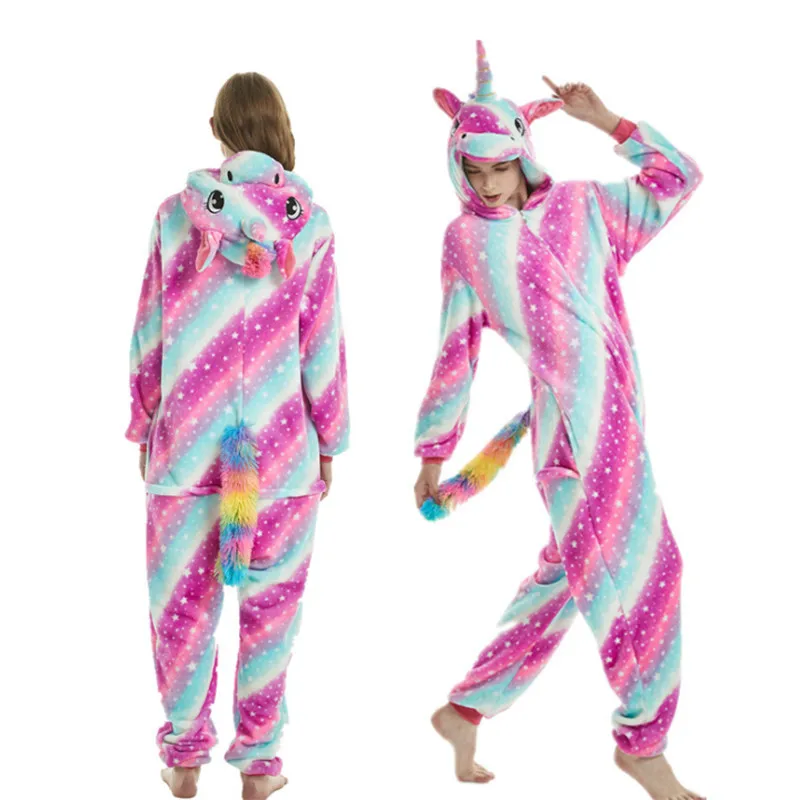

Onesie Wholesale Animal Kigurumi Tigger Unicorn onesies Adult Unisex Women Hooded Sleepwear Adult Winter Flannel Jumpsuit