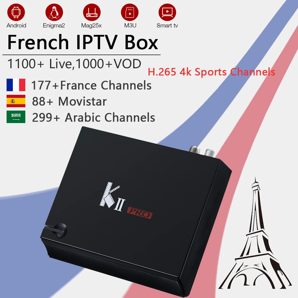 

Mecool KII PRO TV Box Amlogic S912 Octa core DVB T2&+1100+channels PROCAJA IPTV France Spain Arabic Germany UK M3U smart tv box