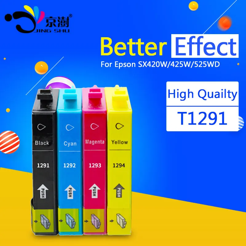 4 шт. совместимый чернильный картридж T1291 T1292 T1293 T1294 для Epson SX420W 425W 525WD 620FW BX305F 305FW 625FWD