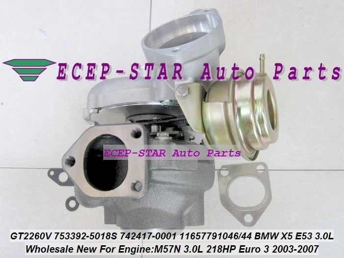 GT2260V 753392 742417 753392-5018S 742417-1 11657791046 11657791044 Turbo For BMW X5 3.0d E53 03-07 M57N 3.0L 218HP (2)