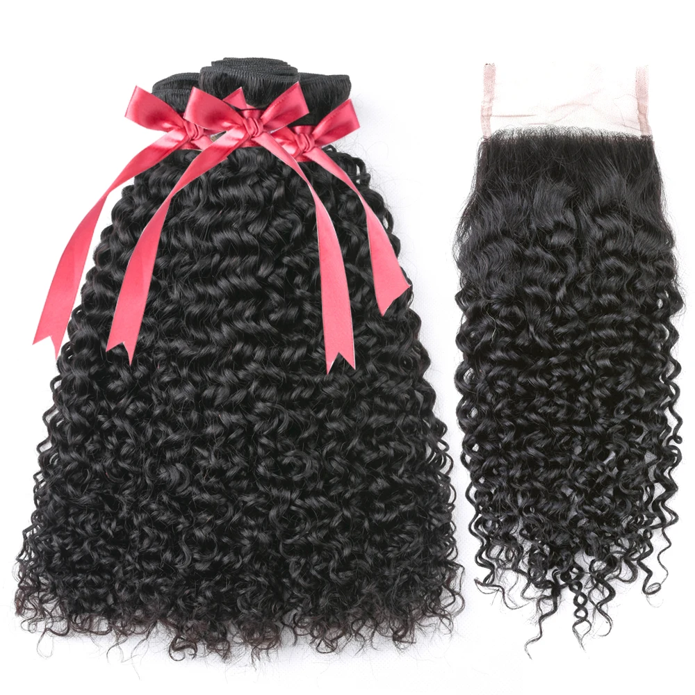 Beaudiva Curly Bundles With Lace Closure Brazilian Human Hair Bundles With Closure Remy Hair Extensions Bundles With Closure