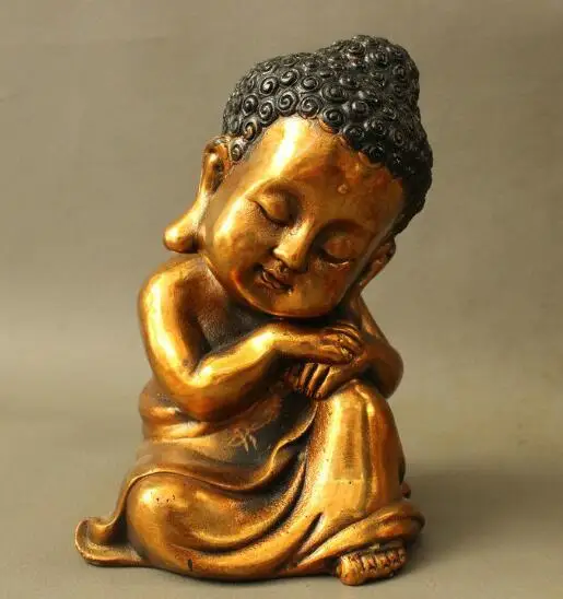 

song voge gem S7020 7" Sleeping Shakyamuni Sakyamuni Prince Buddha Tibet Buddhism Bronze Gilt Statue