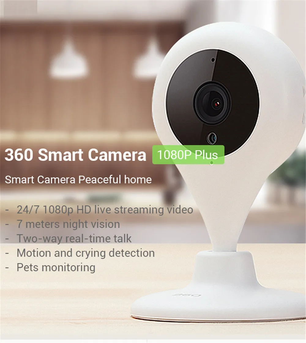 360 D606 дома Камера 1080P Full HD Mini IP камера, Wi-Fi, в форме капли воды Беспроводной с ИК-подсветкой для съемки в Камера CCD обнаружения движения 2-полосная аудио