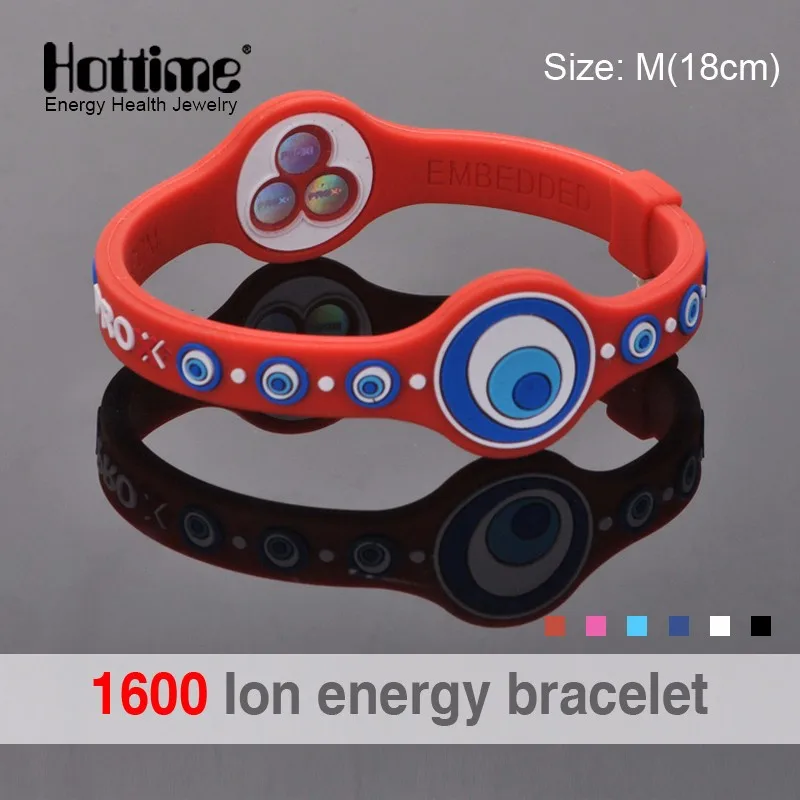 Hottime 1600 ion Bio Energy Unisex Trendy Silicone Rubber Flexible Wristband Wrist Band Cuff Bracelet Bangle For Women Men PROX2