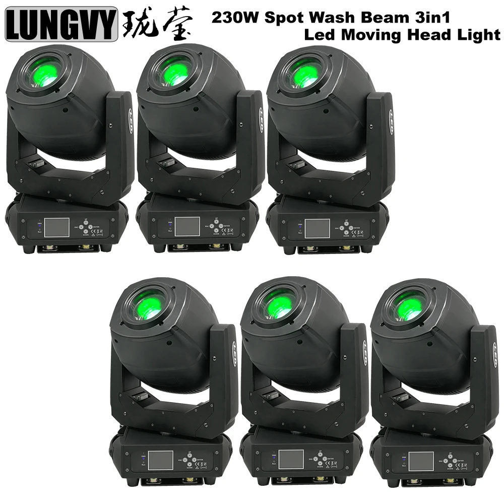 Бесплатная доставка 6 шт./лот 2018 230 Вт LED Moving Head Light Beam Spot Wash 3в1 свет для DJ с DMX512 6/18CH