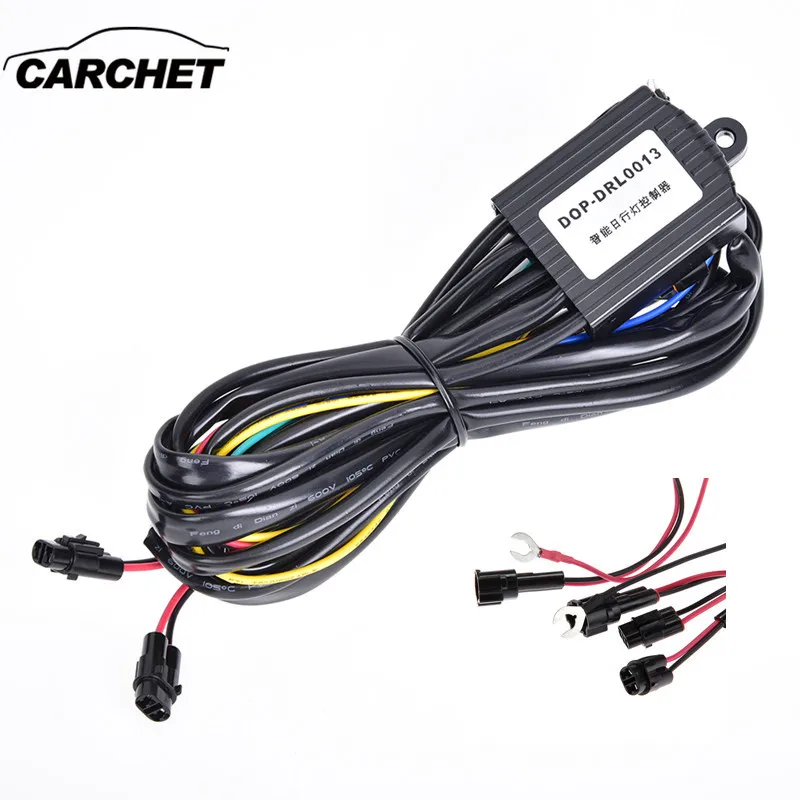 

CARCHET 12V Car LED DRL Relay Daytime Running Light Dimming Relay Harness Auto Car Controller On/Off Switch Parking/Fog Light