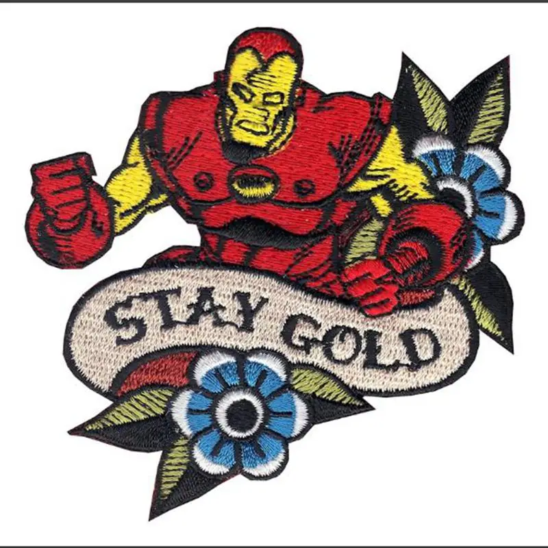 

2018 New Real Stay Gold Iron Man Avengers On Patches Superhero Super Hero Marvel Badge Halloween Costume Cosplay Clothing Diy