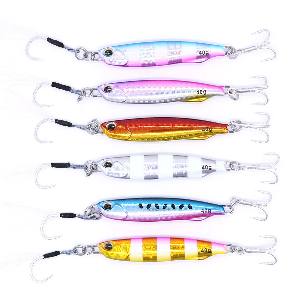 CASTFUN 20g 40g 60g Drag Metal Cast Slim Jig Fishing Lure Off Shore Jigging Lure