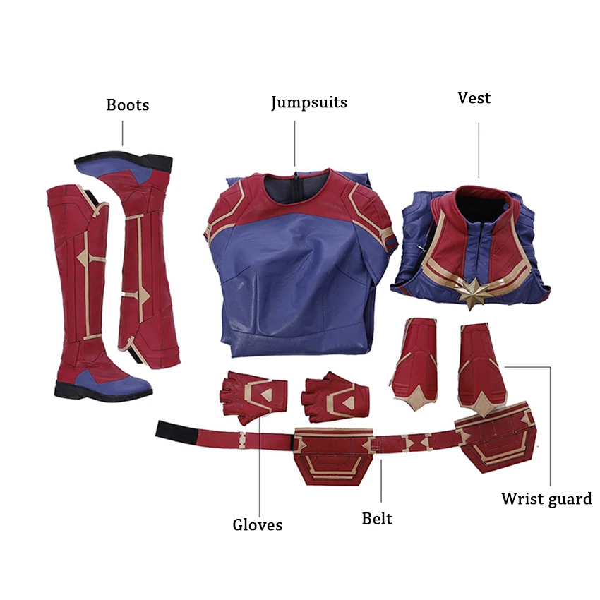 Captain Marvel Costume PU Endgame Cosplay Women Quantum Suit Carol Danvers Costumes Halloween Costumes for Women Disfraz Mujer Captain Marvel Costume PU Endgame Cosplay Women Quantum Suit Carol Danvers Costumes Halloween Costumes for Women Disfraz Mujer