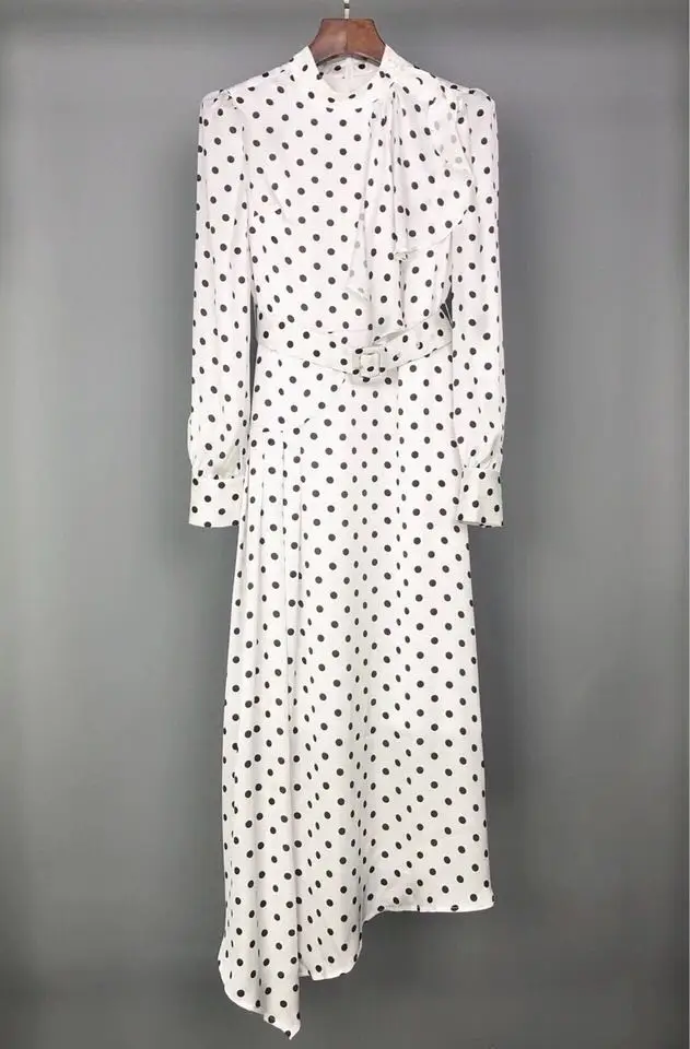 

2019 summer new retro wave dot print elegant long temperament dress