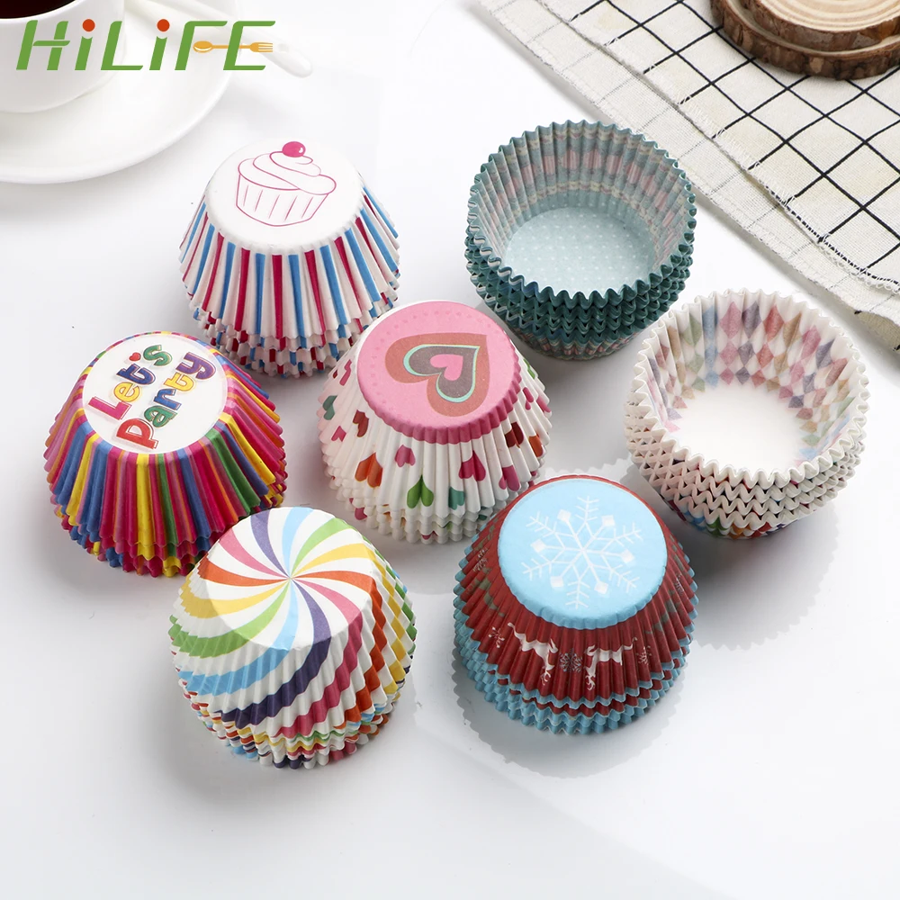 

HILIFE Baking Muffin Box Cup Case Cake Mold Decorating Tools 100 pcs/lot Bakeware Paper Cup Cake Liners Party Tray Cupcake Cases