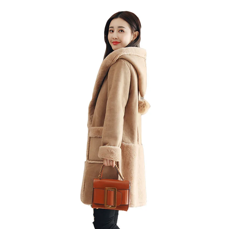 Меховое пальто, зимнее женское пальто из овечьей шерсти, Меховая куртка из меха норки с карманом из искусственной кожи, корейские элегантные длинные белые женские топы Z2541