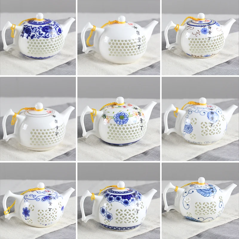 2017 Exquisite crystal hollow out teapot, pure hand painted ceramic pot