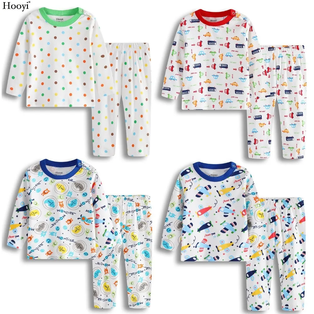 Hooyi Dot Fashion Baby Boys Pajamas Clothes Set Newborn Sleep Sets Baby Sleepwear 100% Cotton Cartoon Bebe Clothing Jumpsuit Top