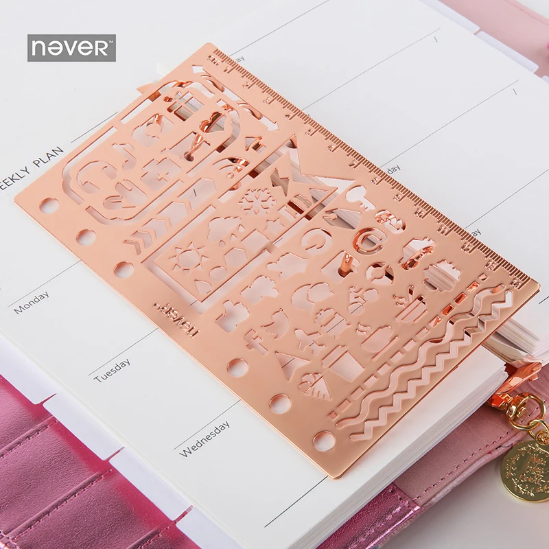 NEVER Stationery Planner Stencils Ruler Notebook Diary multi-function stainless steel Ruler for graffiti drawing School Supplies NEVER Stationery Planner Stencils Ruler Notebook Diary multi-function stainless steel Ruler for graffiti drawing School Supplies