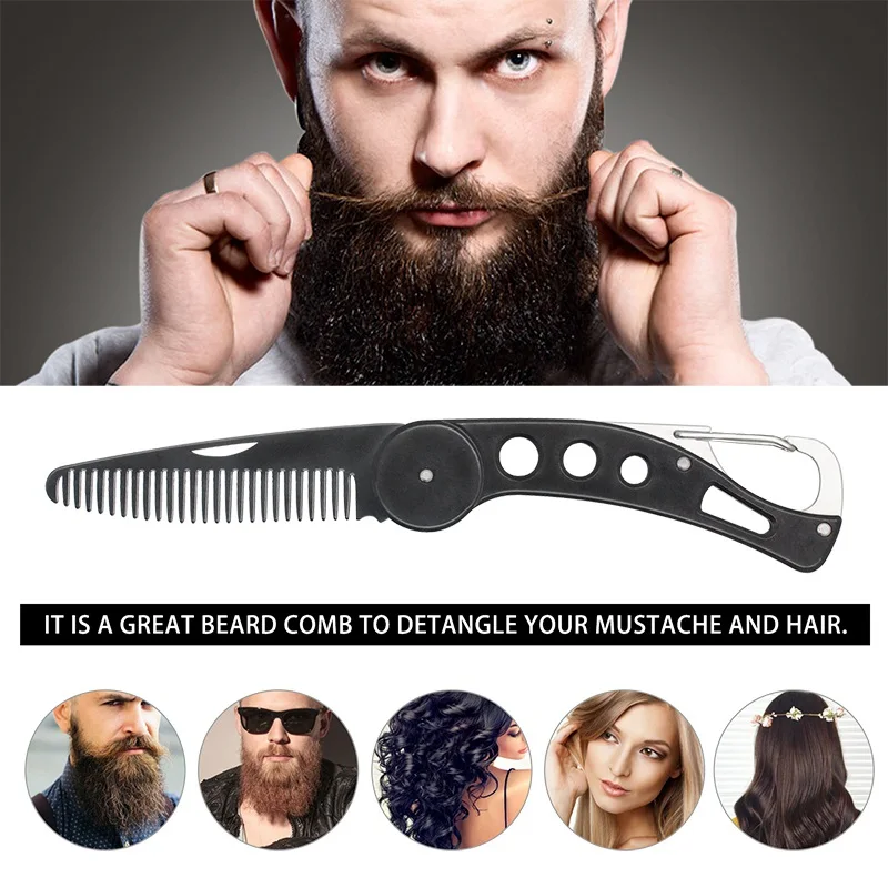 Stainless Steel Beard Combs Antistatic Foldable Portable Moustache Comb