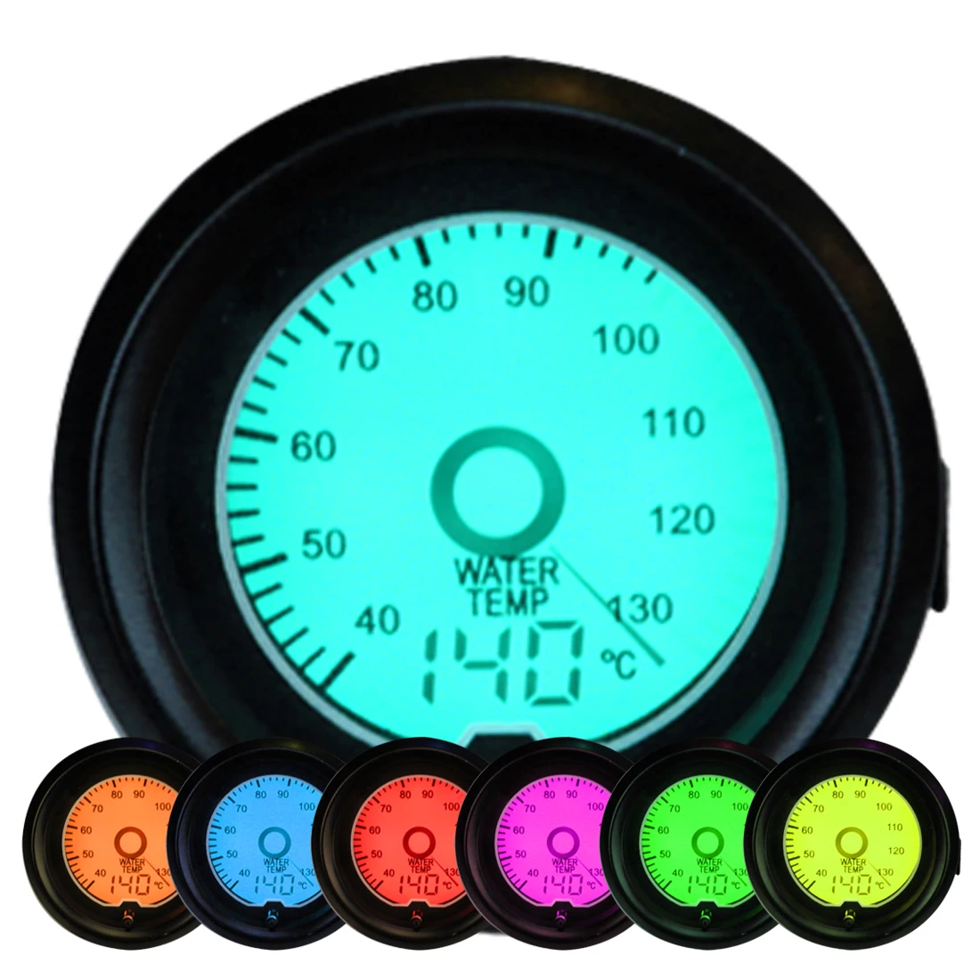 

Car Gauge 52mm 2'' Water Temp Gauge 40~140 Centigrade Temperature 12V Vehicle Meter 7 Colors LED Backlit with Sensor