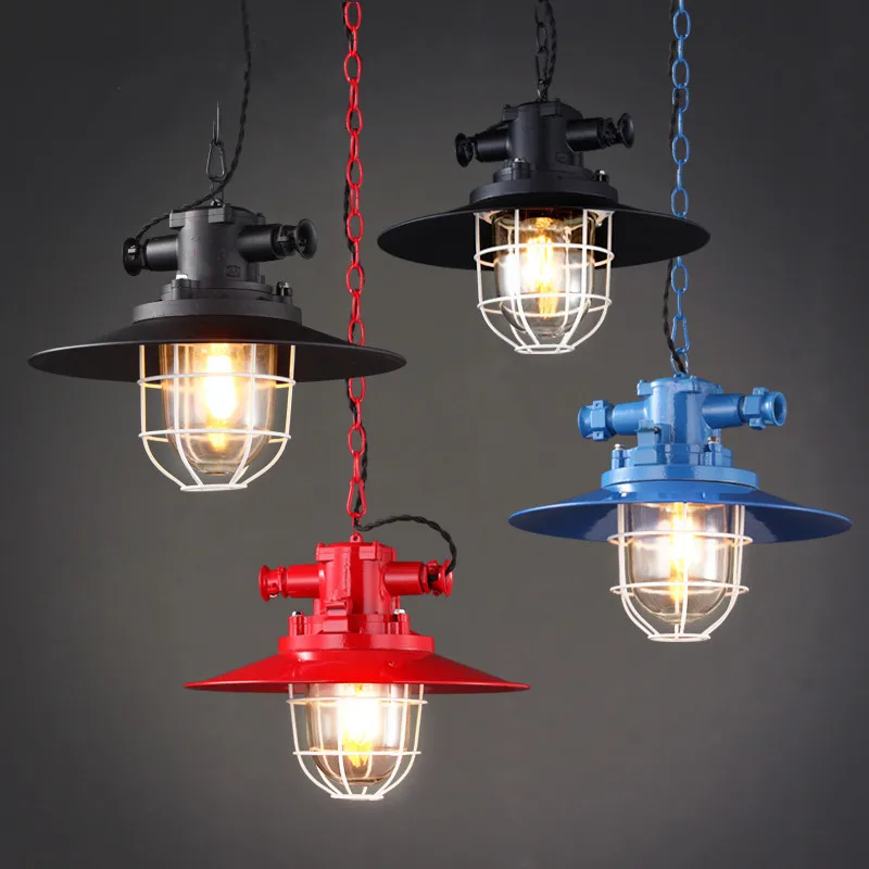 

Loft retro industrial wind personality cafe Pendant Lights American village iron bar table restaurant lid Pendant Lamps ya7319