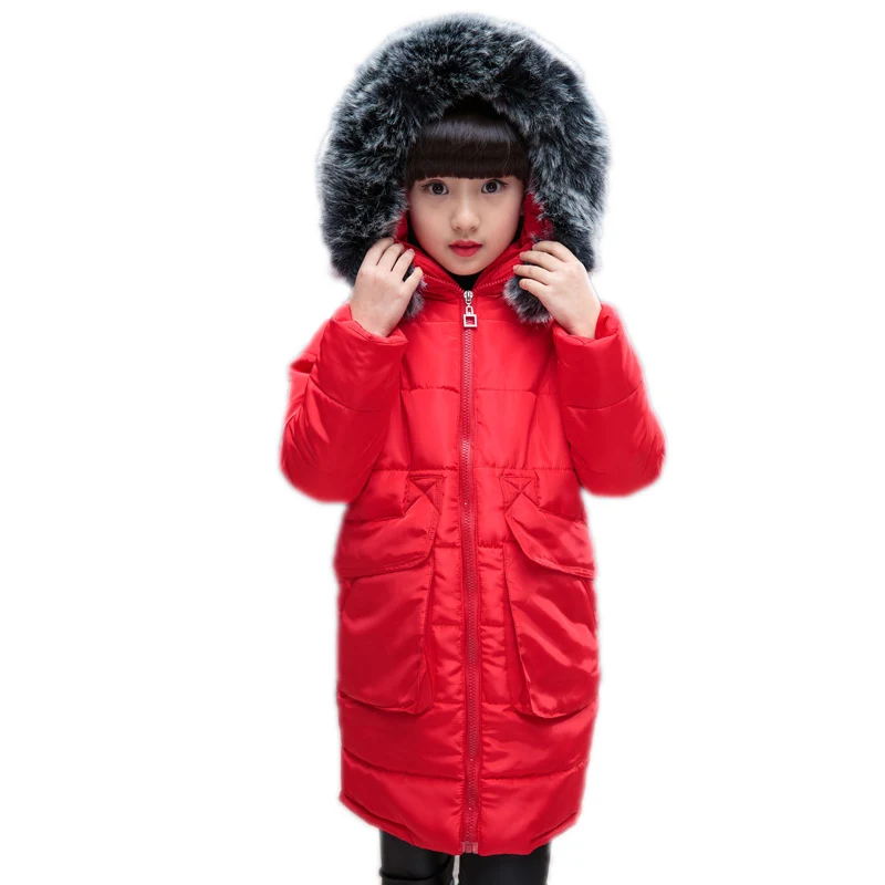 

girls winter coats 2018 big collar hooded solid kids coats girls jackets winter teenager girls thicken warm cotton padded coat