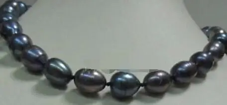 

New 9-10MM BLACK Freshwater PEARL NECKLACE 17