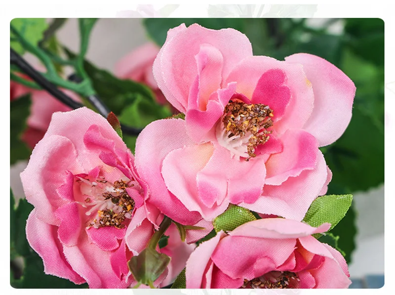 Flone Artificial Silk Rose Fake Flowers Vine Rattan 1.8m Roses Vine Wedding Patio Air Conditioning tube Home Wall Art Decoration (7)