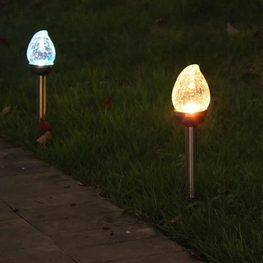 

2PCS Garden Led colorful Outdoor Stainless Steel Solar Lawn Light Peach Shape Lamp Control Garden Light