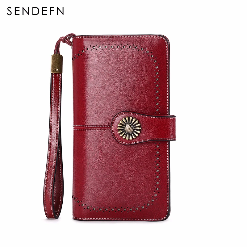 SENDEFN Hot Sale Women Clutch Leather Wallet Female Long Wallet Women Zipper Purse Strap Money Bag Purse For iPhone 7 5162-71