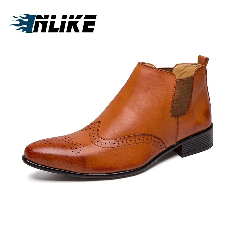 

INLIKE New Arrival Luxury Brand Big Size Man Comfortable Boot Male Leather Business Boots Men's Boots Chelsea Ankle Boots