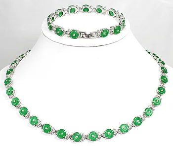 

wholesale christmas gift green round coin bracelet & necklace jewelry set