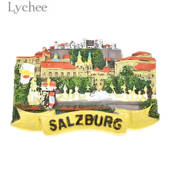 

Lychee Life Austria Salzburg Fridge Magnet Creative 3D Scenic Resin Refrigerator Sticker Home Decoration Travel Souvenirs