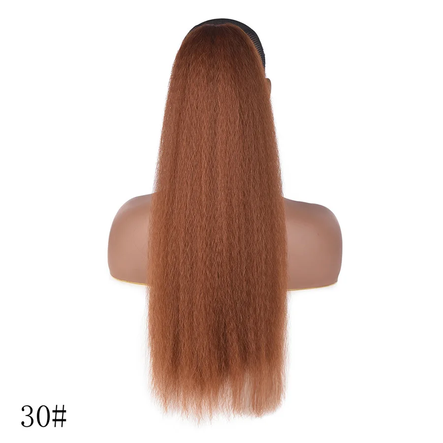 Длинные кудрявые прямые волосы Клип ins 22 дюймов синтетический хвостик термостойкие натуральные волосы афро конский хвост для наращивания с расчески - Цвет: 30