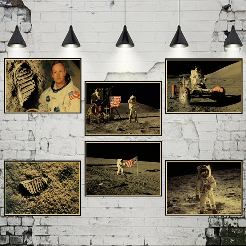 

The Apollo 11 moon landing vintage poster retro kraft paper home adornment movie posters