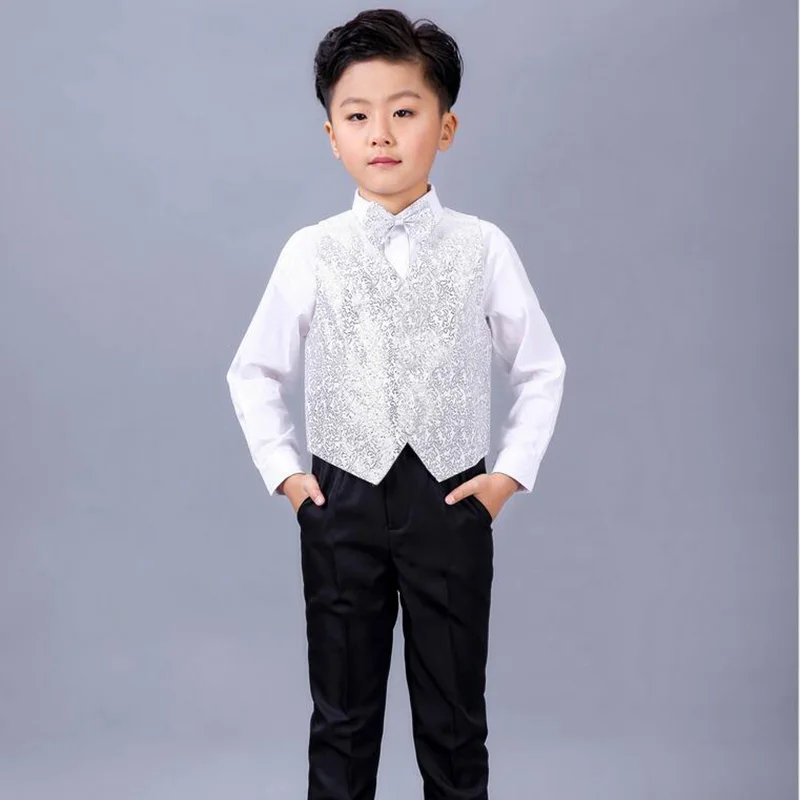Boys vest set children clothing set boys suits for weddings Prom clothes child piano costume suit for boy waistcoat shirt pants (8)