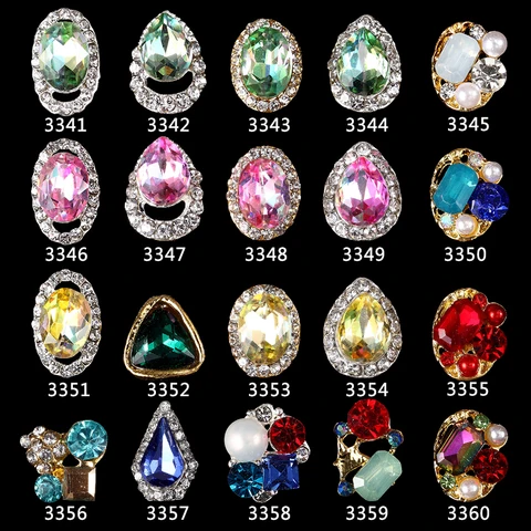 Unhas de Cristal Arte do Unha Lote Verde Rosa Ouro Liga Pérola Decoração Studs Acessórios Strass Suprimentos 100 Pçs – 3d