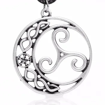

10pcs 4006 Triskele Pendant Necklace Triskelion Pentacle Pendants Necklaces Silver Women Charm Sports Necklace Lead Free