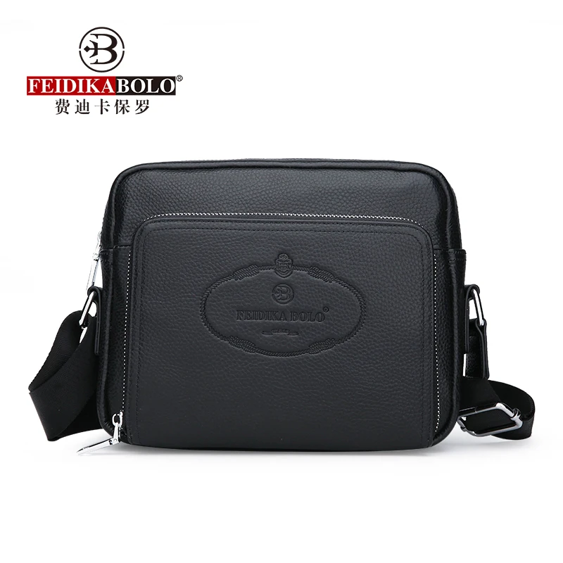 

FEIDIKABOLO High Quality Leather Boutique Men's Shoulder Bag Summer New Fashion Personality Large Capacity Messenger Bag
