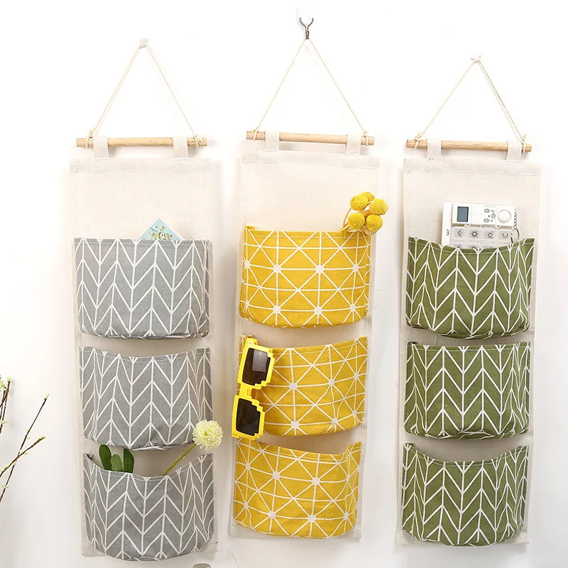 Cute Wall Sundry Cotton Line Hanging Organizer Bag Multi-layer Holder Makeup Rack Jewelry Storage Box Basket Home Decoration