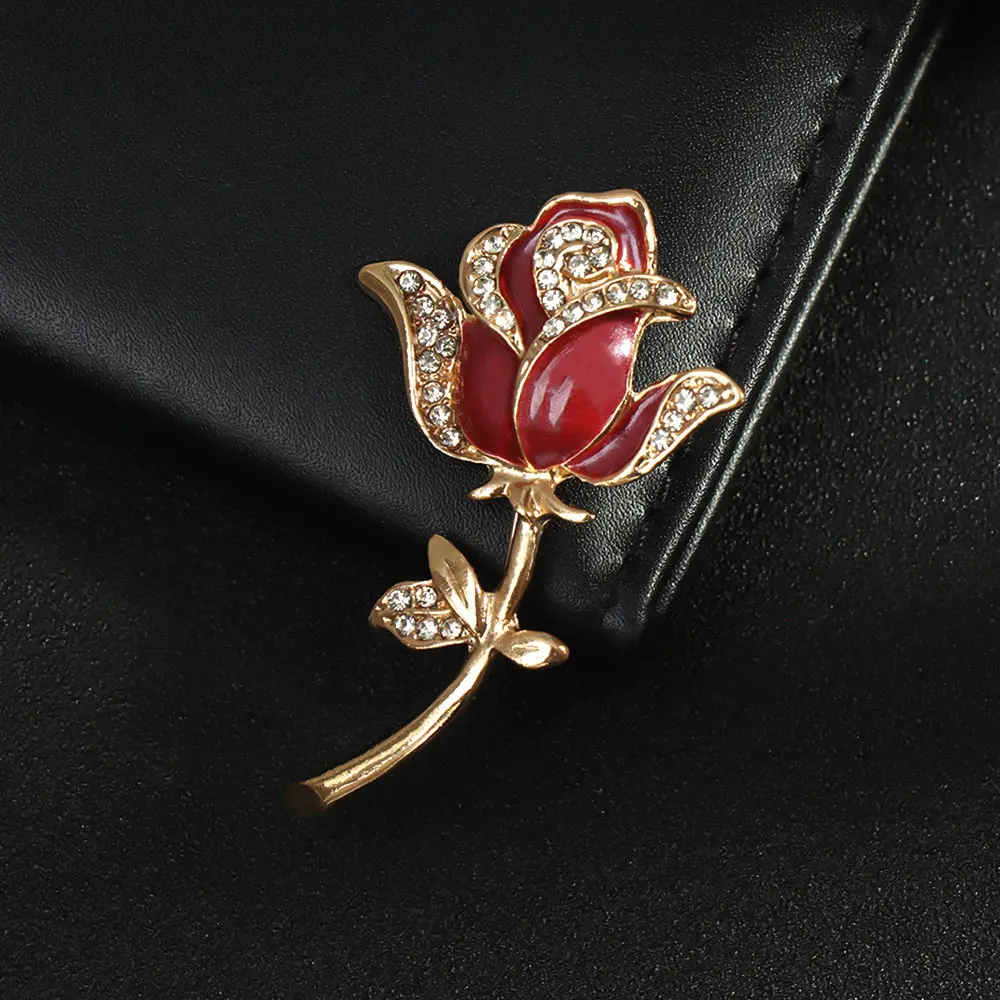 

Elegant Rose Flower Brooch Pin Crystal Costume Jewelry Clothes Accessories Jewelry Brooches For Wedding