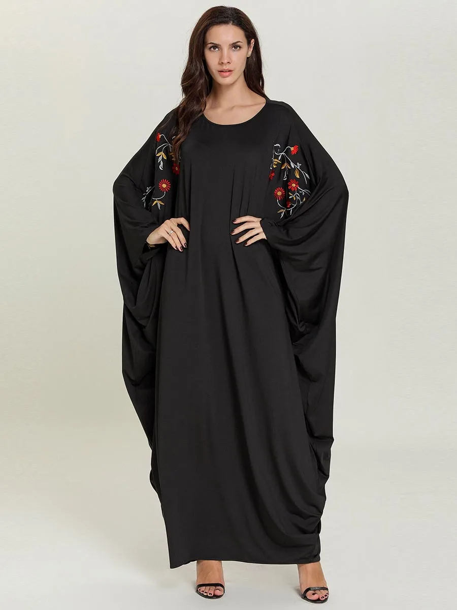 Черный Халат abaya в Дубае Турецкая индейка, платья из Бангладеш, кафтан, марокканский, арабский, мусульманское платье с вышивкой, длинное мусульманское платье