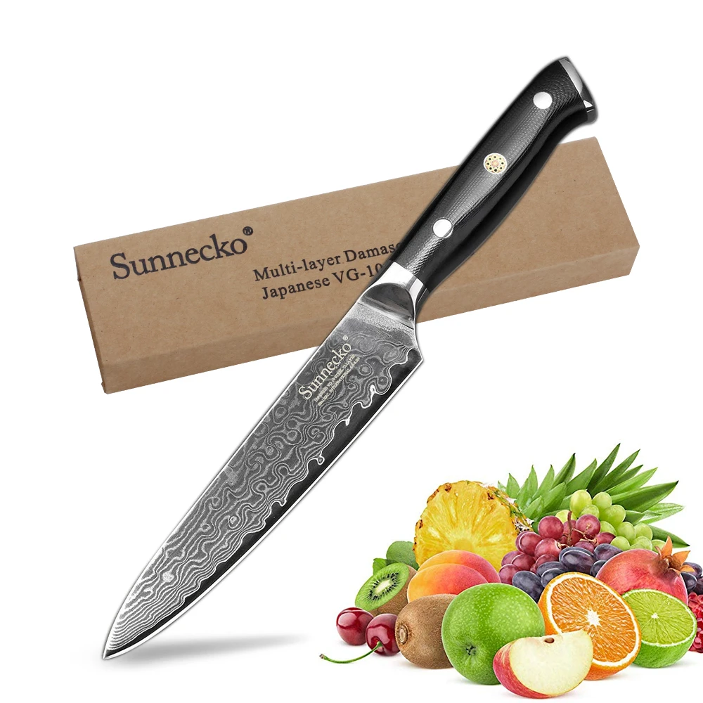 Sunnecko 5 Inch Utility Knife Kitchen Chef Knives 73 Layer Japanese Damascus Vg10 Steel Sharp Blade G10 Handle Cutter Tools Kitchen Knives Aliexpress