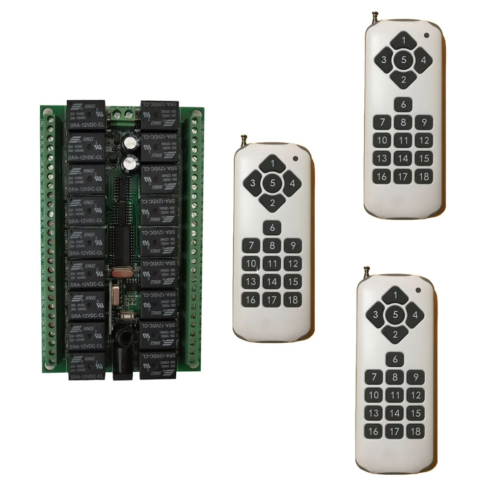 

Universal DC 12V 24V 10A Relay 18CH 18 CH Wireless Remote Control Switch Remote Light Switch Transmitter Receiver 315 / 433 MHz