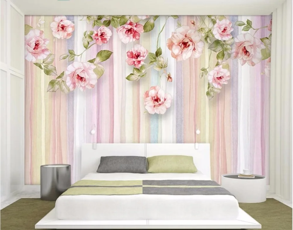 

Custom photo 3d wallpaper Hand-painted watercolor rose garden wind living room Home decor 3d wall murals wallpaper for wall 3 d