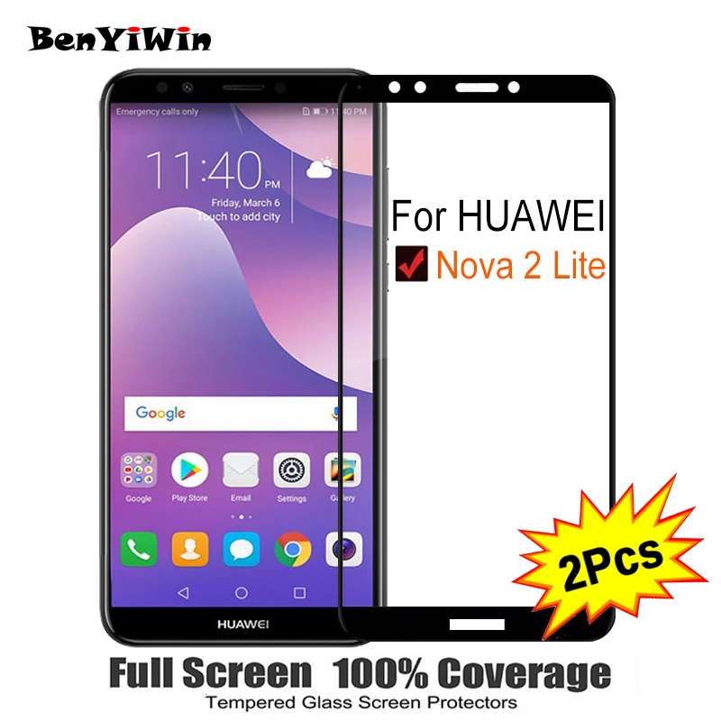 

2PCS Full Cover Screen Protector Tempered Glass For Huawei NOVA 2 LITE 5.99" 9H Protective glass For nova 2 lite LITE Film Case
