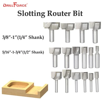 

Drillforce Tools 1PC 1/4" & 1/2" Shank Slotting Router Bit Carbide End Mill Router Bit Milling Cutter For Wood Woodworking
