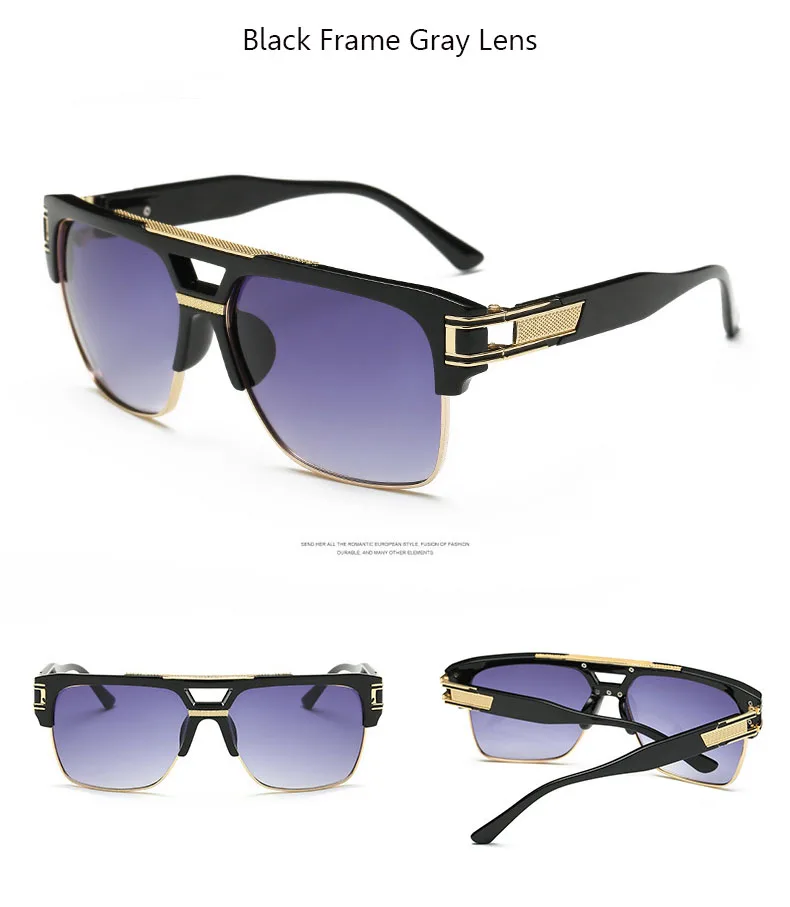 Новые брендовые дизайнерские Золотые Большие Мужские квадратные солнцезащитные очки модные очки для мужчин ретро очки oculos de sol sonnenbrille - Цвет линз: heijianbian